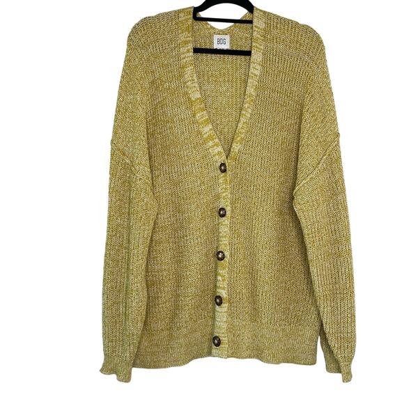 Urban Outfitters BDG Harper Yellow Marled Longline Button Up Cardigan Medium - Picture 1 of 11